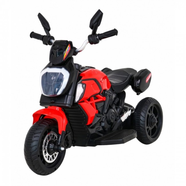 Motocicleta electrica Fast Tourist, roti din plastic, scaun tapitat, 83x35x63 cm, putere 18W - Rosu