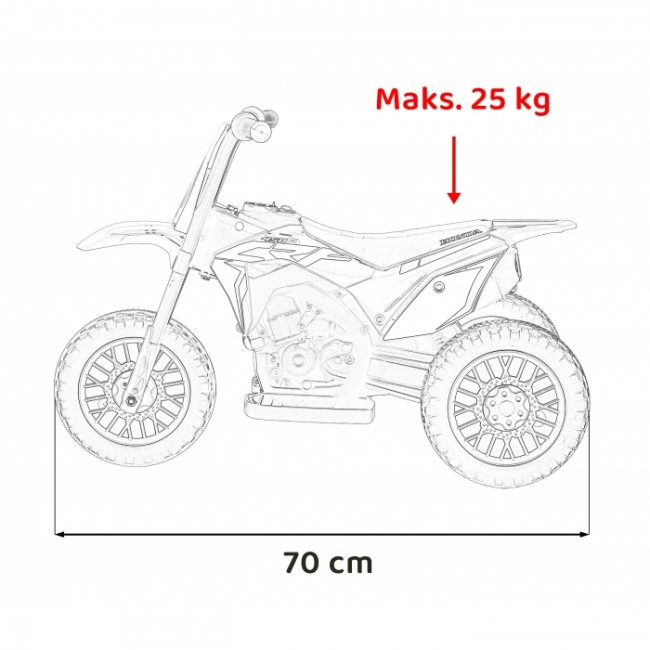 Motocicleta electrica HONDA CRF 450R, roti din plastic, 70x41x50 cm, putere 30W - Rosu