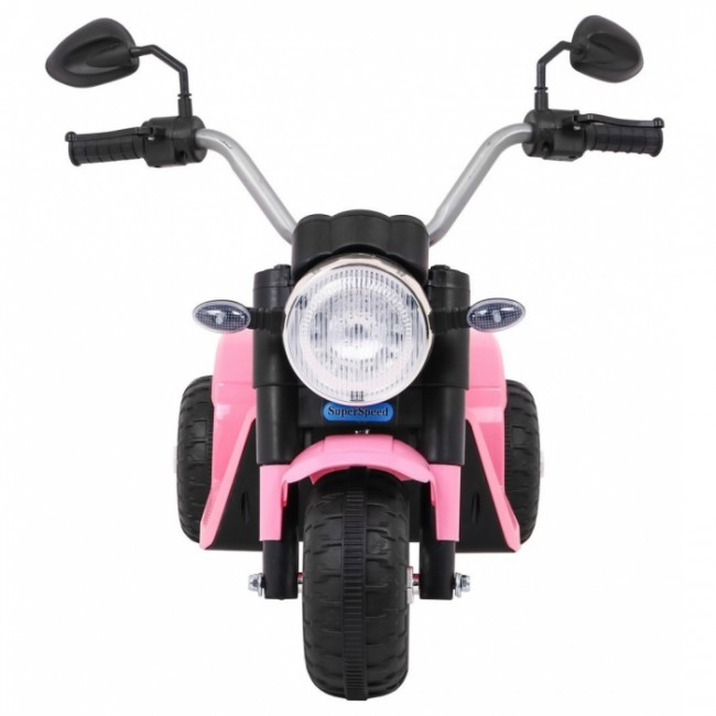 Motocicleta electrica MiniBike, roti din plastic, scaun tapitat, 71x53x57 cm, putere 6V - Roz