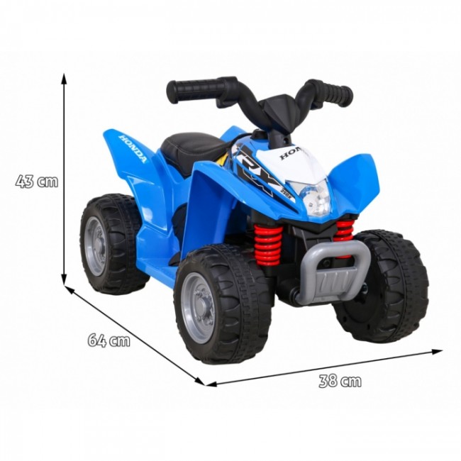 ATV electric HONDA 250X TRX, roti din plastic, scaun tapitat, 64x38x43 cm, putere 30W - Albastru