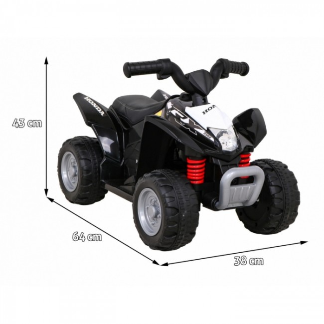 ATV electric HONDA 250X TRX, roti din plastic, scaun tapitat, 64x38x43 cm, putere 30W - Negru