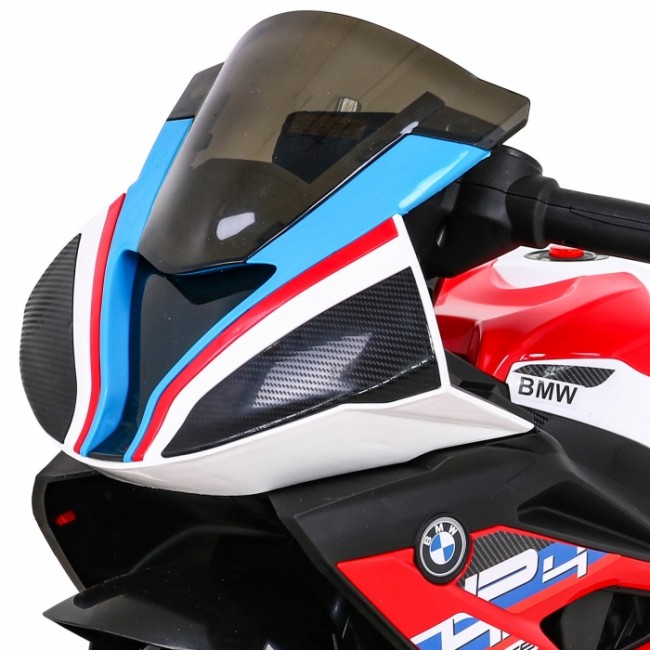 Motocicleta electrica BMW HP4, roti din plastic, scaun din piele ecologica, 81x41x52 cm, putere 70W - Rosu