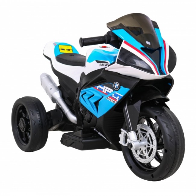 Motocicleta electrica BMW HP4, roti din plastic, scaun tapitat, 81x41x52 cm, putere 70W - Albastru