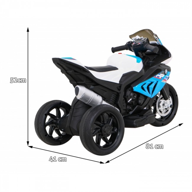 Motocicleta electrica BMW HP4, roti din plastic, scaun tapitat, 81x41x52 cm, putere 70W - Albastru