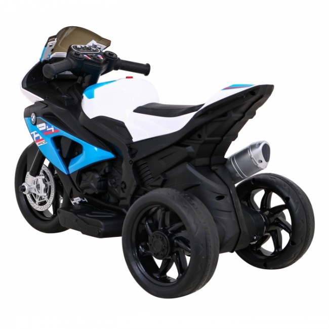 Motocicleta electrica BMW HP4, roti din plastic, scaun tapitat, 81x41x52 cm, putere 70W - Albastru