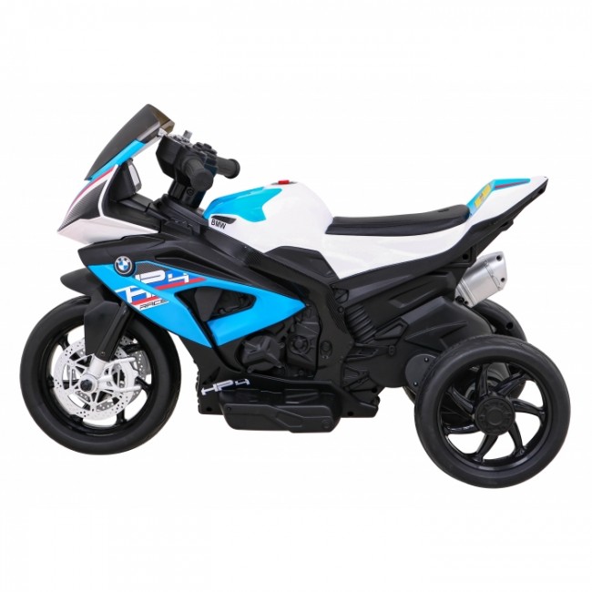 Motocicleta electrica BMW HP4, roti din plastic, scaun tapitat, 81x41x52 cm, putere 70W - Albastru