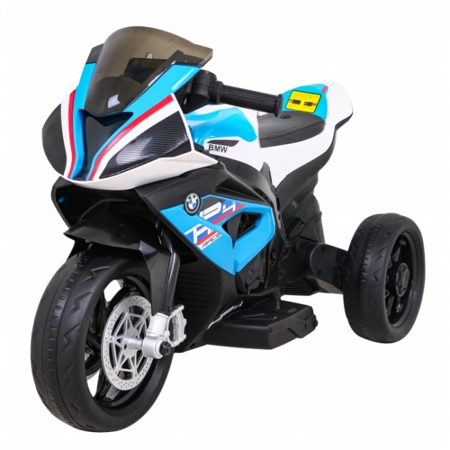 Motocicleta electrica BMW HP4, roti din plastic, scaun tapitat, 81x41x52 cm, putere 70W - Albastru