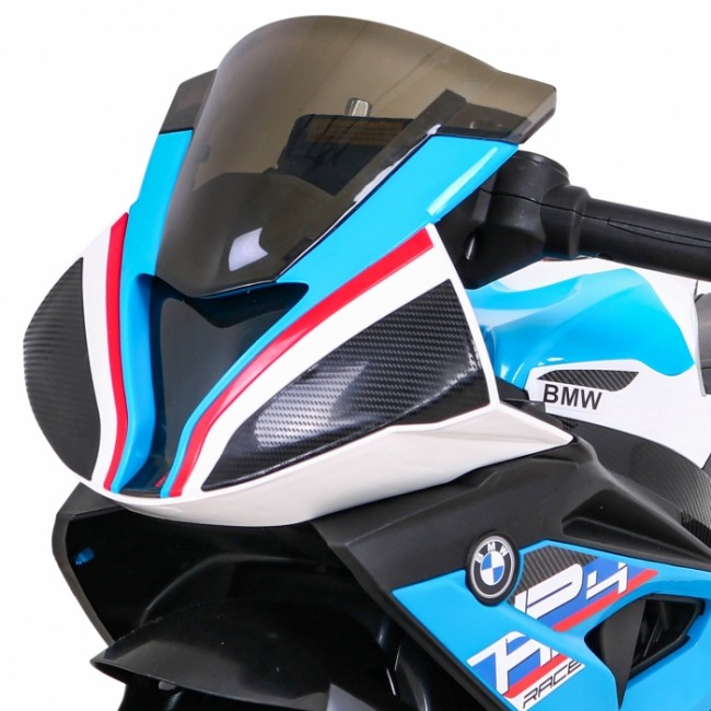 Motocicleta electrica BMW HP4, roti din plastic, scaun tapitat, 81x41x52 cm, putere 70W - Albastru