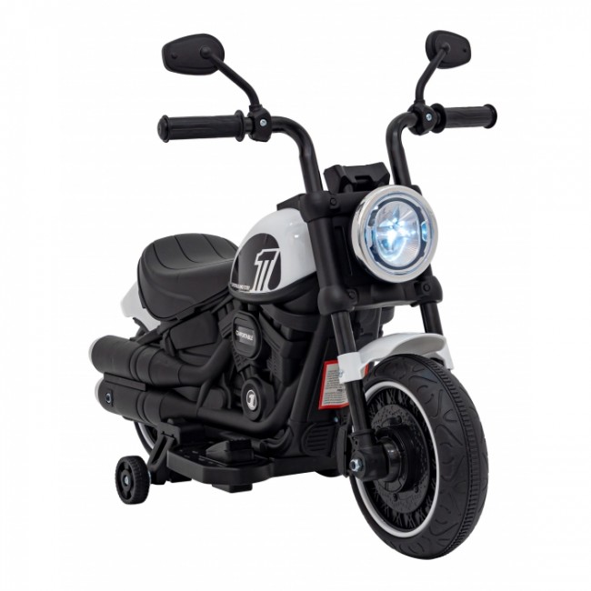 Motocicleta electrica CHOPPER FASTER AHL008, roti si scaun din plastic, 78x30x55 cm, putere 20W - Alb