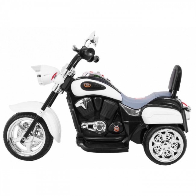 Motocicleta electrica CHOPPER NightBike TR1501, roti si scaun din plastic, 92x34x63 cm, putere 6V - Alb