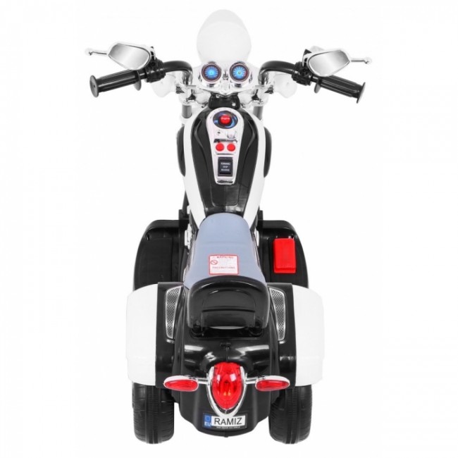 Motocicleta electrica CHOPPER NightBike TR1501, roti si scaun din plastic, 92x34x63 cm, putere 6V - Alb