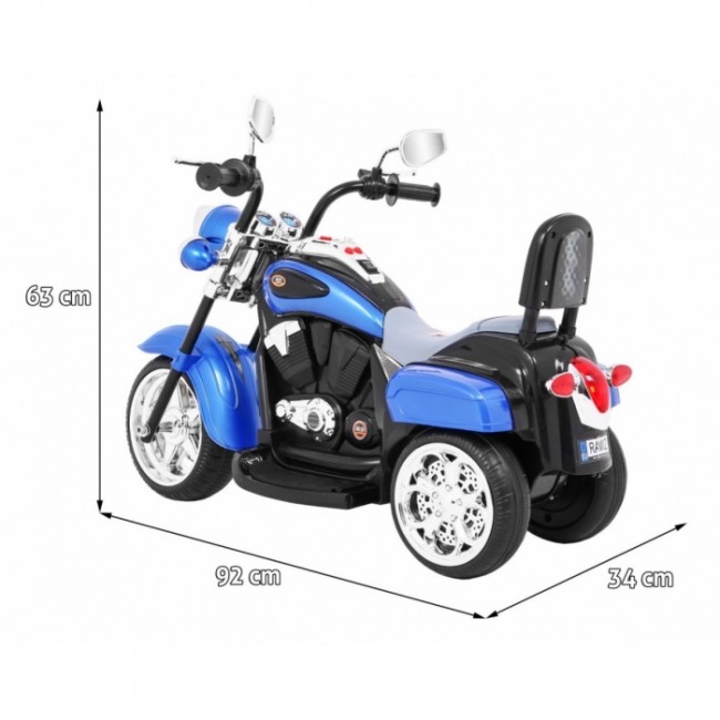 Motocicleta electrica CHOPPER NightBike TR1501, roti si scaun din plastic, 92x34x63 cm, putere 6V - Albastru