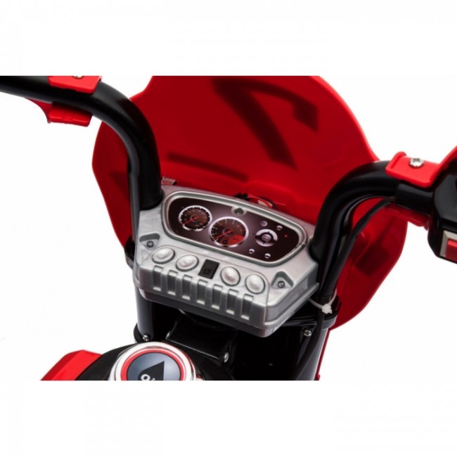 Motocicleta electrica CROSS BDM0912, roti si scaun din plastic + 2 roti ajutatoare, 105x50x72 cm, putere 6V - Rosu