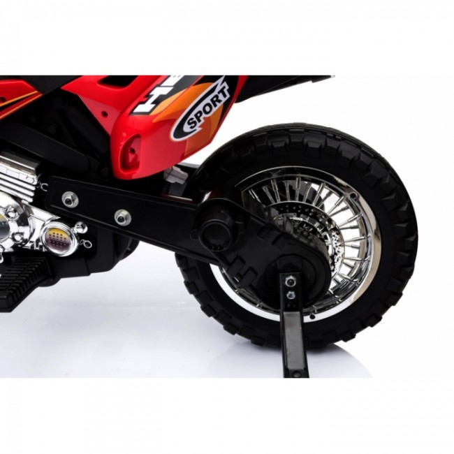 Motocicleta electrica CROSS BDM0912, roti si scaun din plastic + 2 roti ajutatoare, 105x50x72 cm, putere 6V - Rosu