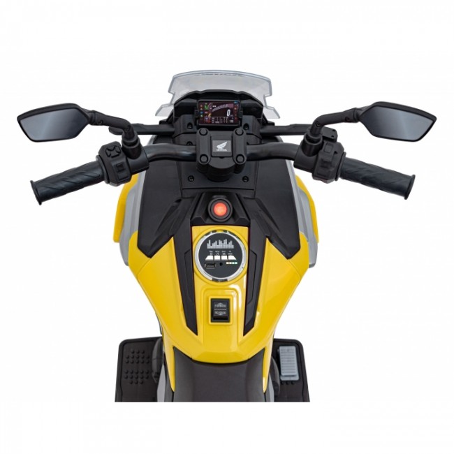 Motocicleta electrica HONDA NC750X, roti si scaun din plastic, 103x41x74 cm, putere 70W - Galben