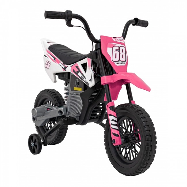 Motocicleta electrica PANTONE 361C, roti EVA + 2 roti ajutatoare, scaun tapitat, 108x59x72 cm, putere 60W - Roz