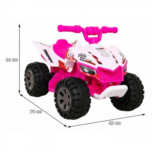 ATV electric The Fastest JS320, roti si scaun din plastic, 70x43x44 cm, putere 25W - Roz