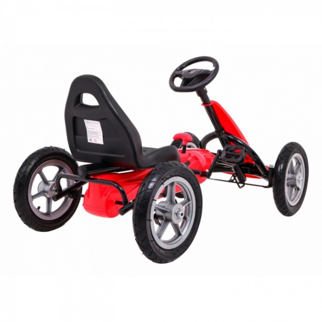 Kart cu pedale si roti gonflabile, varsta 3 ani+, 113x60x65 cm, Gokart STAR - Rosu