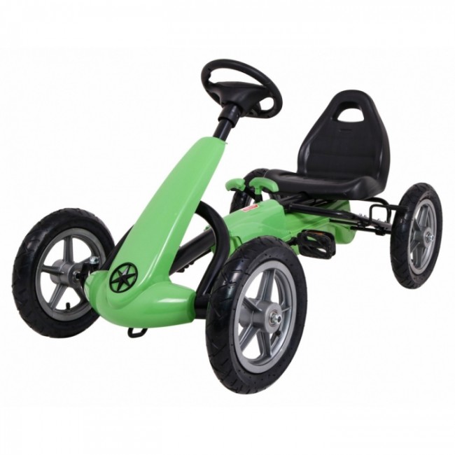 Kart cu pedale si roti gonflabile, varsta 3 ani+, 113x60x65 cm, Gokart STAR - Verde