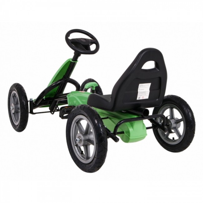 Kart cu pedale si roti gonflabile, varsta 3 ani+, 113x60x65 cm, Gokart STAR - Verde