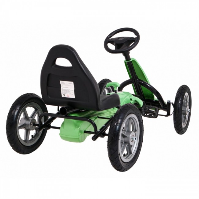 Kart cu pedale si roti gonflabile, varsta 3 ani+, 113x60x65 cm, Gokart STAR - Verde