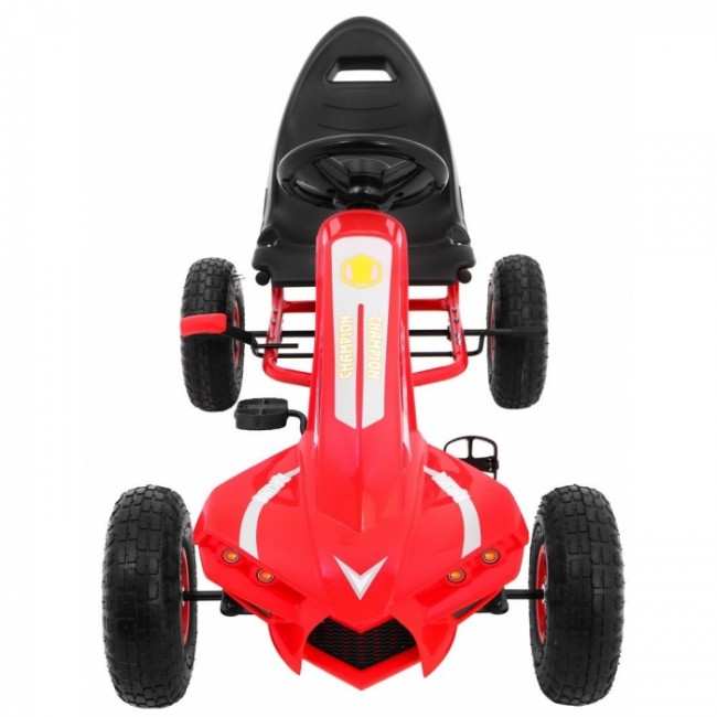 Kart cu pedale si roti gonflabile, varsta 3 ani+, 114x59x63 cm, Gokart CHAMPION - Rosu