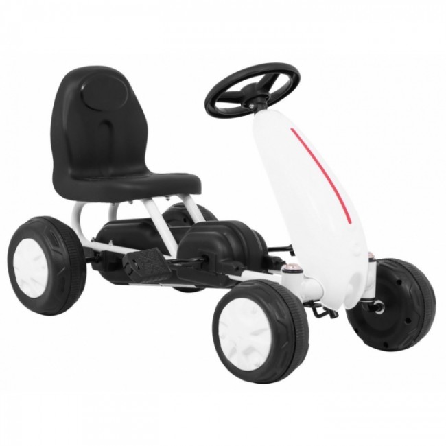 Kart cu pedale, roti si scaun din plastic, 60x35x39 cm, Gokart - Alb