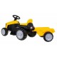 Tractor electric cu remorca, roti si scaun din plastic, 112x40x43 cm, putere 25W - Galben