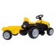 Tractor electric cu remorca, roti si scaun din plastic, 112x40x43 cm, putere 25W - Galben