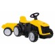 Tractor electric cu remorca, roti si scaun din plastic, 112x40x43 cm, putere 25W - Galben