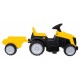 Tractor electric cu remorca, roti si scaun din plastic, 112x40x43 cm, putere 25W - Galben