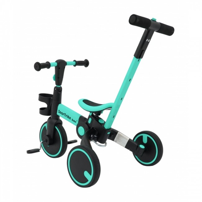 Tricicleta cu pedale 3 in 1 si roti din cauciuc SporTrike - Albastru