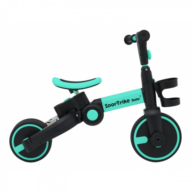 Tricicleta cu pedale 3 in 1 si roti din cauciuc SporTrike - Albastru