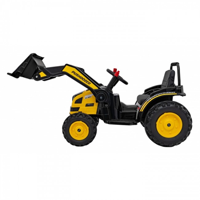 Excavator electric cu brat mobil HL389, roti EVA, scaun tapitat, 124x65x65 cm, putere 70W - Galben