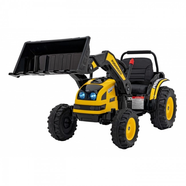 Excavator electric cu brat mobil HL389, roti EVA, scaun tapitat, 124x65x65 cm, putere 70W - Galben