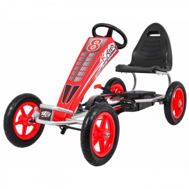 Kart cu pedale si roti gonflabile, varsta 3 ani+, 122x57x73 cm, Gokart AIR - Rosu