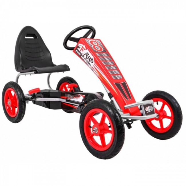 Kart cu pedale si roti gonflabile, varsta 3 ani+, 122x57x73 cm, Gokart AIR - Rosu