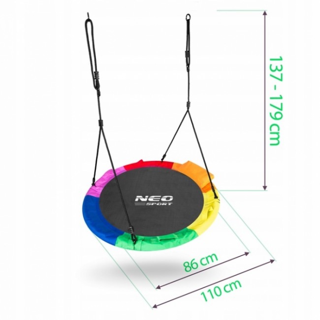 Leagan tip cuib pentru copii XXL, 110 cm, 150 kg, Neo-Sport 1050, Multicolor