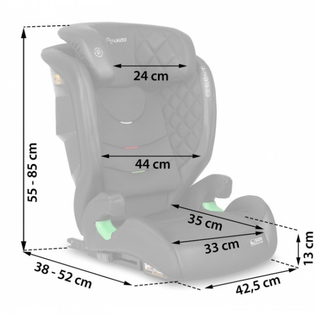 Scaun auto cu ISOFIX Nukido Louis, Grupa 100-150 cm (15-36 Kg), i-Size, omologare R129 - Negru