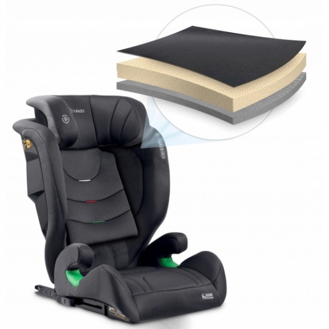 Scaun auto cu ISOFIX Nukido Louis Soft, Grupa 100-150 cm (15-36 Kg), i-Size, omologare R129 - Negru Gri