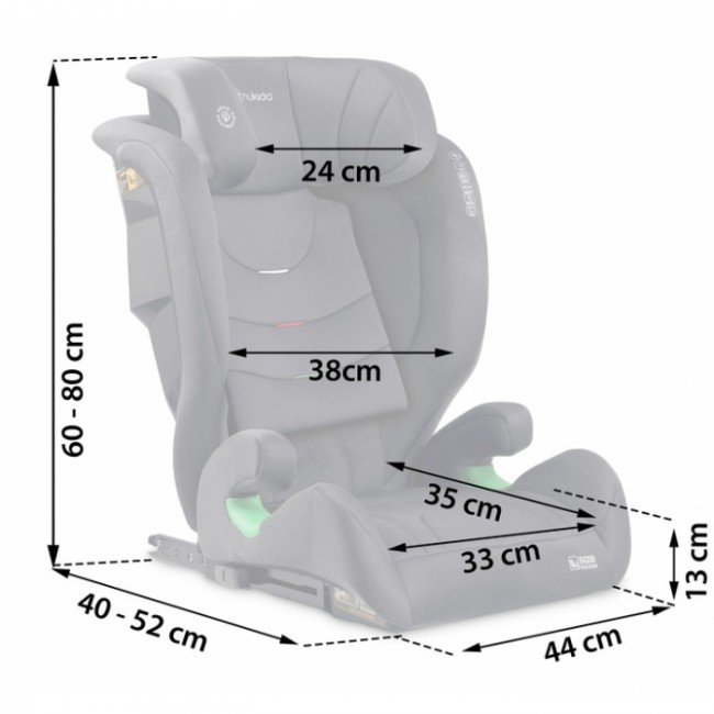 Scaun auto cu ISOFIX Nukido Louis Soft, Grupa 100-150 cm (15-36 Kg), i-Size, omologare R129 - Negru Gri