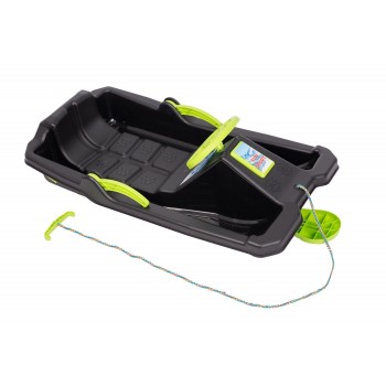 Sanie copii Marmat Niko cu manere, frana si volan - Negru