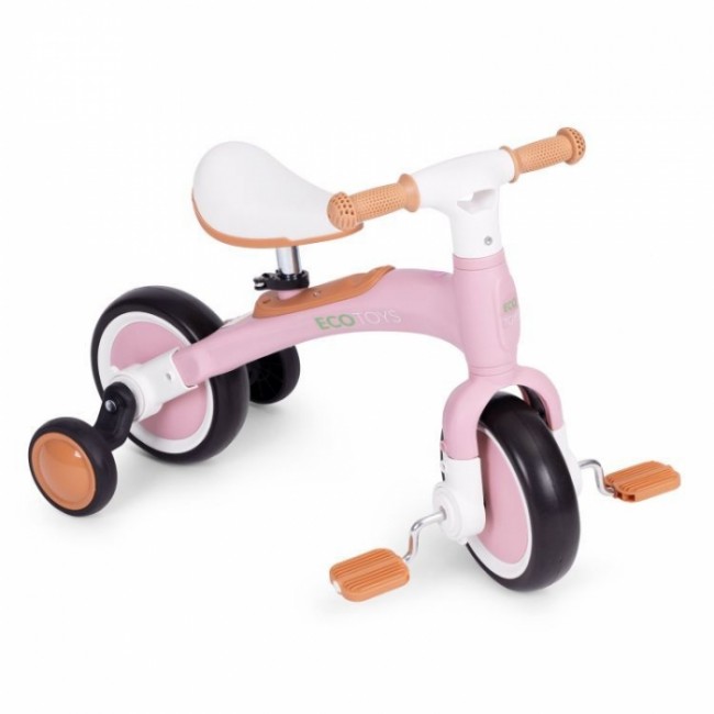 Bicicleta cu pedale 3 in 1 si roti ajutatoare Ecotoys LC-V1359 - Roz