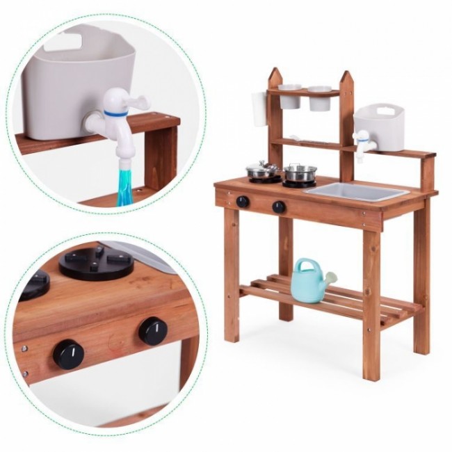 Bucatarie de exterior din lemn pentru copii Ecotoys TL814005