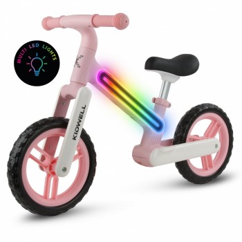 Bicicleta fara pedale, cadru nailon cu LED, roti EVA, Kidwell SUNO - Roz Bicicleta fara pedale, cadru nailon cu LED, roti EVA, Kidwell SUNO - Roz