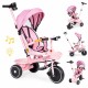 Tricicleta 2 in 1 pentru copii, scaun rotativ 360°, roti din spuma EVA, Ecotoys WQL-066-18 - Roz