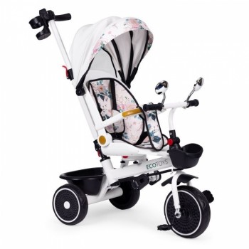 Tricicleta pentru copii, scaun rotativ 360°, roti din spuma EVA, Ecotoys WQL-186 - Alb Tricicleta pentru copii, scaun rotativ 360°, roti din spuma EVA, Ecotoys WQL-186 - Alb