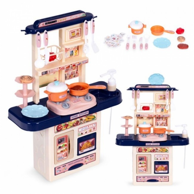 Bucatarie pentru copii cu sunete si accesorii Ecotoys 65T-1 - Bleumarin