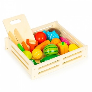 Set de fructe si legume din lemn, 17 elemente, Ecotoys HC590048 Set de fructe si legume din lemn, 17 elemente, Ecotoys HC590048
