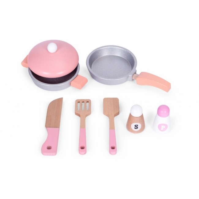 Bucatarie din lemn pentru copii cu accesorii, 48 x 26 x 76.5 cm, Ecotoys HM232570